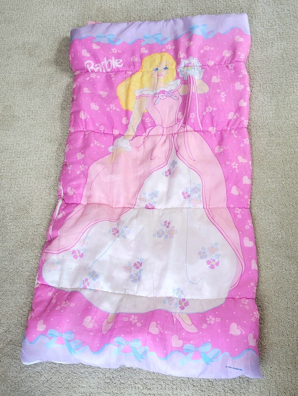 Vintage Barbie Princess Kids Sleeping Bag 1997 Mattel Pink Y2K 90s Character